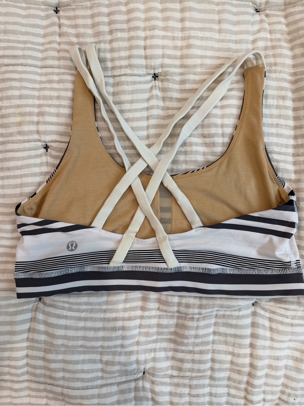 lululemon athletica White Strappy Sports Bra with Black Stripe Detail size 8 - Picture 3 of 3